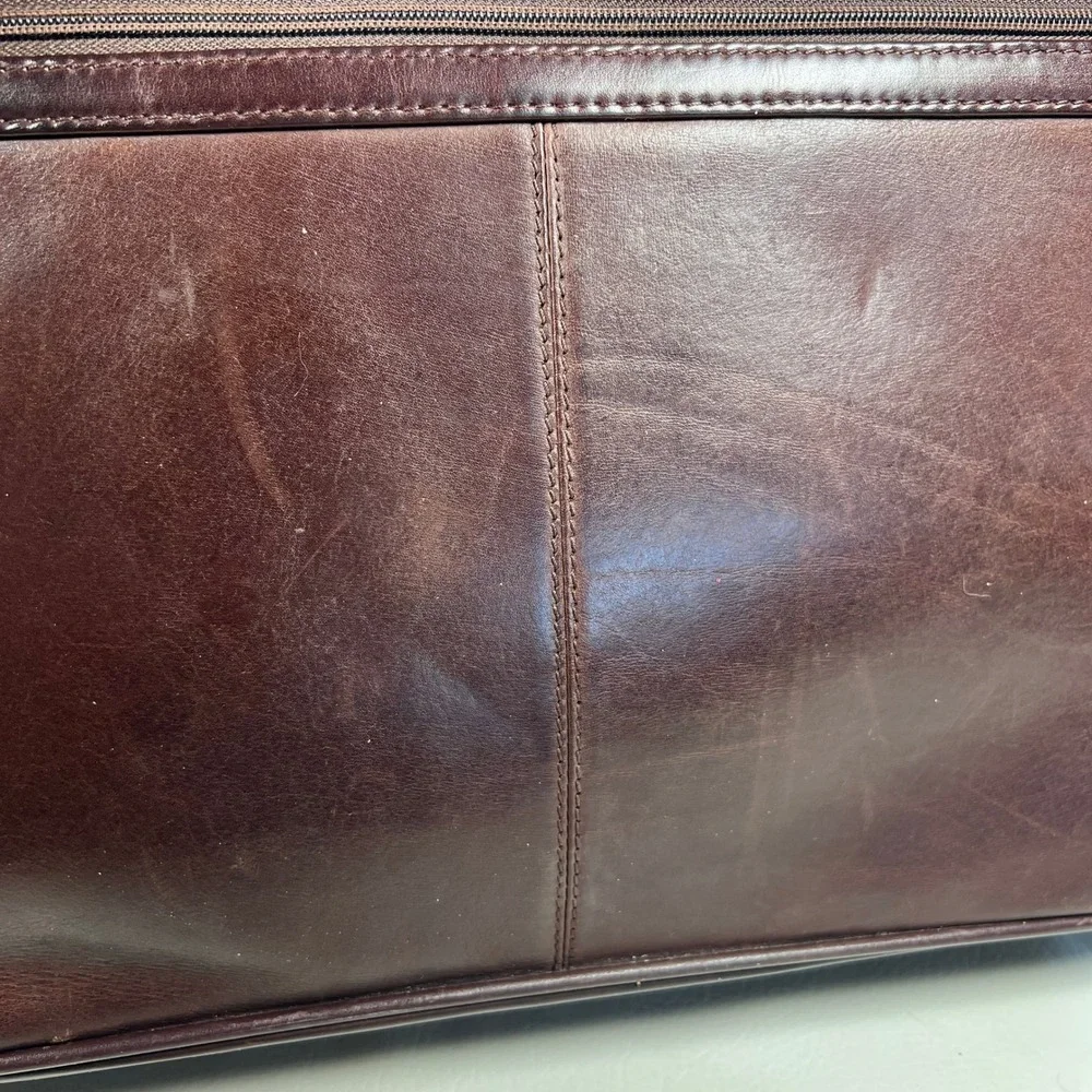 Dilana Briefcase Messenger Bag Mens Large Brown Solid Leather Satchel Vintage